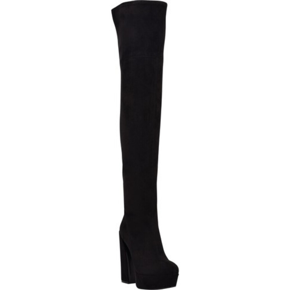 Guess Cristy Boots Women's 7.5 Black Faux Suede Over The Knee Platform LION382